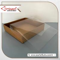  [Yüksek Taban] 20x20x5 Altı Kraft Karton Üstü Asetat Kutu 