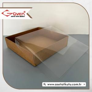  [Yüksek Taban] 20x20x5 Altı Kraft Karton Üstü Asetat Kutu 