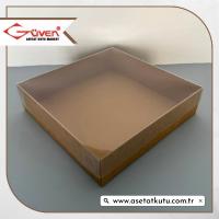  [Yüksek Taban] 20x20x5 Altı Kraft Karton Üstü Asetat Kutu 