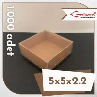 [1.000 adet] 5x5x2.2 Altı Kraft Karton Üstü Asetat Kutu