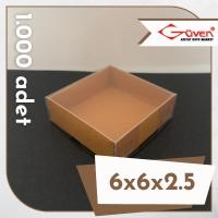 [1.000 adet] 6x6x2.5 Altı Kraft Karton Üstü Asetat Kutu