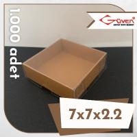 [1.000 adet] 7x7x2.2 Altı Kraft Karton Üstü Asetat Kutu