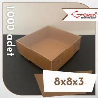 [1.000 adet] 8x8x3 Altı Kraft Karton Üstü Asetat Kutu
