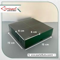 [4 Bölmeli] 12x12x3 Altı Yeşil Karton Üstü Asetat Kutu