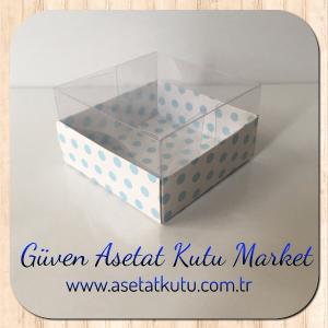  6x6x3.5 Mavi Puantiyeli Kutu