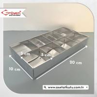 [8 Bölmeli] 20x10x3 Altı Gümüş Karton Üstü Asetat Kutu