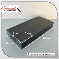 [8 Bölmeli] 20x10x3 Altı Siyah Karton Üstü Asetat Kutu