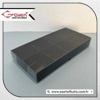 [8 Bölmeli] 20x10x3 Altı Siyah Karton Üstü Asetat Kutu