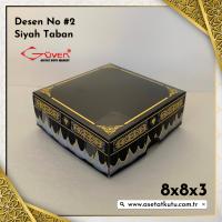 [Desen #2] 8x8x3 Altı Siyah Karton, Üstü Kabe Temalı Asetat Kutu