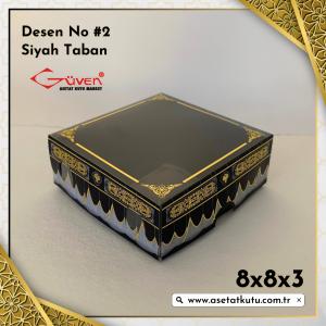 [Desen #2] 8x8x3 Altı Siyah Karton, Üstü Kabe Temalı Asetat Kutu
