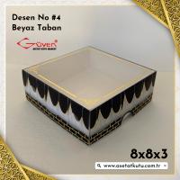 [Desen #4] 8x8x3 Altı Beyaz Karton, Üstü Kabe Temalı Asetat Kutu
