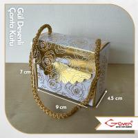 [İp Saplı] 7x9x4.5 Gül Desenli Çanta Kutu