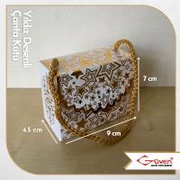 [İp Saplı] 7x9x4.5 Yıldız Desenli Çanta Kutu