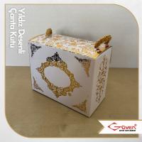 [İp Saplı] 7x9x4.5 Yıldız Desenli Çanta Kutu
