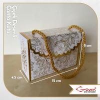 [İp Saplı] 8x12x4.5 Çiçek Desenli Çanta Kutu