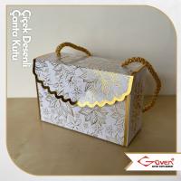 [İp Saplı] 8x12x4.5 Çiçek Desenli Çanta Kutu