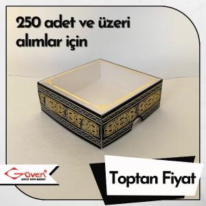 [Kampanyalı] [Desen #1] 8x8x3 Altı Beyaz Karton, Üstü Kabe Temalı Asetat Kutu