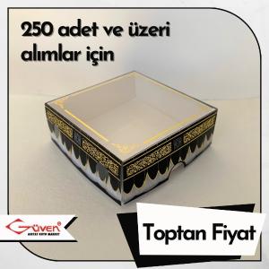 [Kampanyalı] [Desen #3] 8x8x3 Altı Beyaz Karton, Üstü Kabe Temalı Asetat Kutu