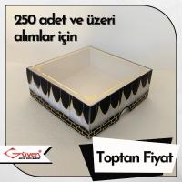 [Kampanyalı] [Desen #4] 8x8x3 Altı Beyaz Karton, Üstü Kabe Temalı Asetat Kutu