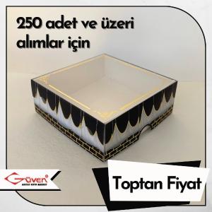 [Kampanyalı] [Desen #4] 8x8x3 Altı Beyaz Karton, Üstü Kabe Temalı Asetat Kutu