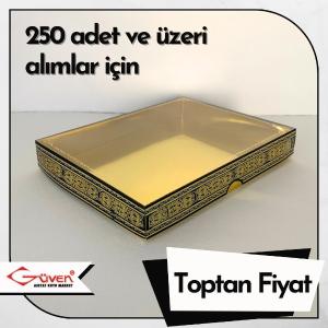 [Kampanyalı] 13x17x2.5 Altı Gold Karton, Üstü Kabe Temalı Asetat Kutu [Desen #1]