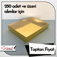 [Kampanyalı] 13x17x2.5 Altı Gold Metalize Karton Üstü Asetat Kutu