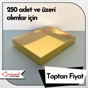 [Kampanyalı] 13x17x2.5 Altı Gold Metalize Karton Üstü Asetat Kutu