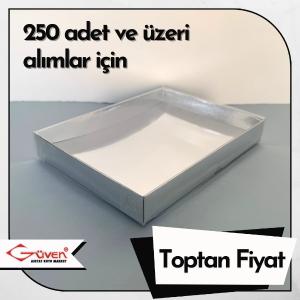 [Kampanyalı] 13x17x2.5 Altı Gümüş Metalize Karton Üstü Asetat Kutu