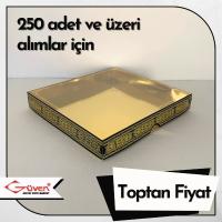 [Kampanyalı] 15.5x17x2.5 Altı Gold Karton, Üstü Kabe Temalı Asetat Kutu [Desen #1]