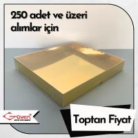 [Kampanyalı] 15.5x17x2.5 Altı Gold Metalize Karton Üstü Asetat Kutu