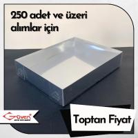 [Kampanyalı] 20x25x5 Altı Gümüş Metalize Karton Üstü Asetat Kutu