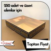[Kampanyalı] 20x25x5 Kabe Yazısı Desenli, Gold Metalize Karton Tabanlı Kutu