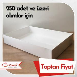 [Kampanyalı] 20x30x5 Altı Beyaz Karton Üstü Asetat Kutu