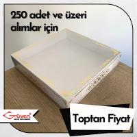 [Kampanyalı] 25x25x5 Gold Saray Desenli, Beyaz Karton Tabanlı Kutu