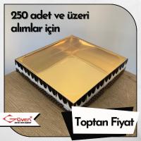 [Kampanyalı] 25x25x5 Kabe Örtüsü Desenli, Gold Metalize Karton Tabanlı Kutu