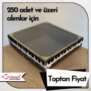 [Kampanyalı] 25x25x5 Kabe Örtüsü Desenli, Siyah Karton Tabanlı Kutu