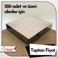 [Kampanyalı] 25x25x5 Kabe Yazısı Desenli, Beyaz Karton Tabanlı Kutu