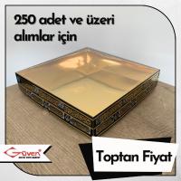 [Kampanyalı] 25x25x5 Kabe Yazısı Desenli, Gold Metalize Karton Tabanlı Kutu