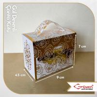 [Karton Saplı] 7x9x4.5 Gül Desenli Çanta Kutu