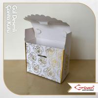 [Karton Saplı] 7x9x4.5 Gül Desenli Çanta Kutu