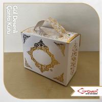 [Karton Saplı] 7x9x4.5 Gül Desenli Çanta Kutu