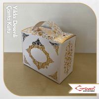 [Karton Saplı] 7x9x4.5 Yıldız Desenli Çanta Kutu