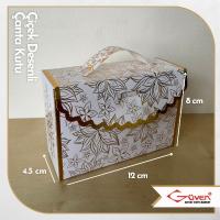 [Karton Saplı] 8x12x4.5 Çiçek Desenli Çanta Kutu