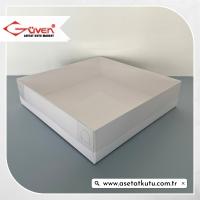 [Yüksek Taban] 20x20x5 Altı Beyaz Karton Üstü Asetat Kutu