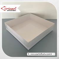 [Yüksek Taban] 20x20x5 Altı Beyaz Karton Üstü Asetat Kutu