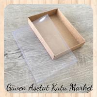 10.5x14.5x2.5 Ölçülü Altı Kraft Karton Üstü Asetat Kutu