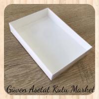 10.5x14.5x2.5 Ölçülü Altı Beyaz Karton Üstü Asetat Kutu
