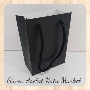 10x14x5 Ölçülü Mat Siyah Karton Çanta
