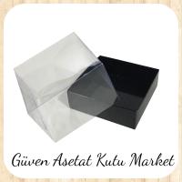 10x10x10 Altı Siyah Karton Üstü Asetat Kutu