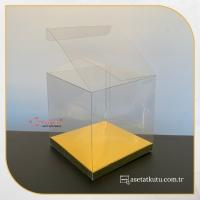 10x10x10 Gold Metalize İç Yükselticili Otomatik Asetat Kutu